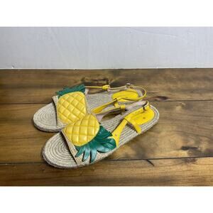 Kate Spade Tropical Pineapple Leather Sandals Women’s Shoes Size 11B